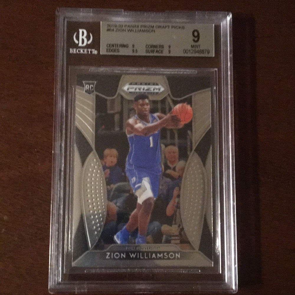 Zion Williamson Beckett graded 9 mint rookie card